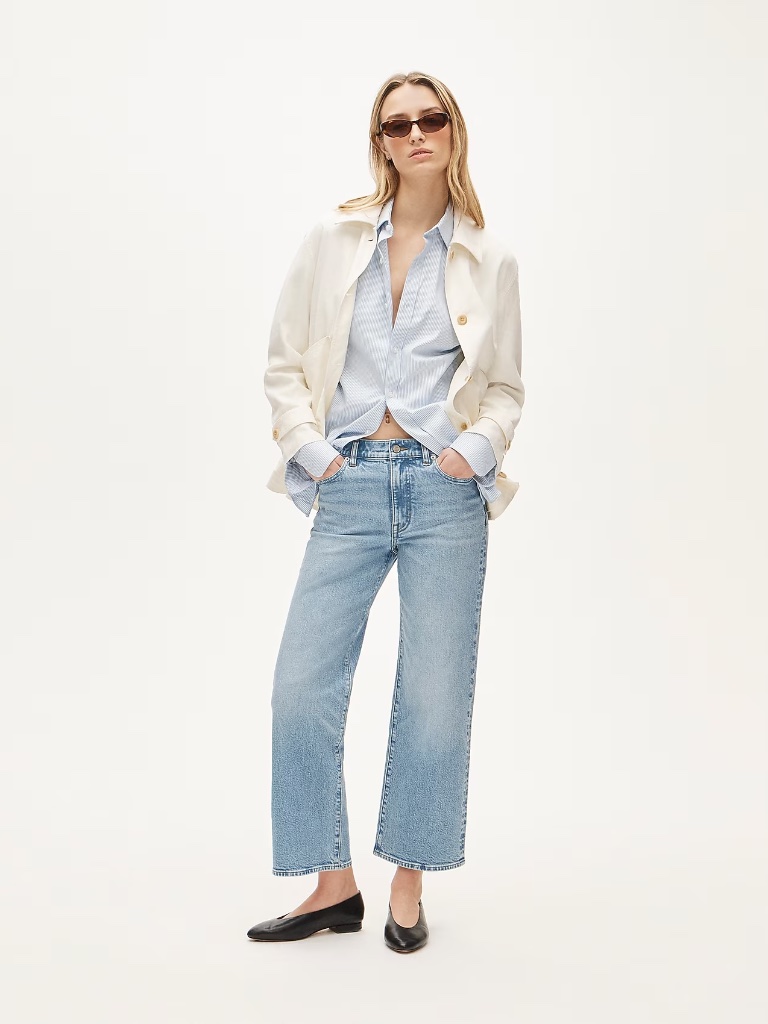 J.Crew Slim Wide Jean In Semi-Stretch In Eagle Wash, Size 26 Petite